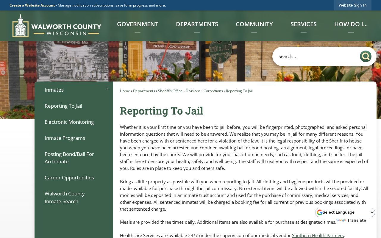 Walworth County arrest booking and jail intake instructions