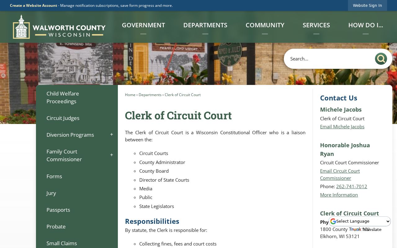 Walworth County court case clerk and circuit branch information
