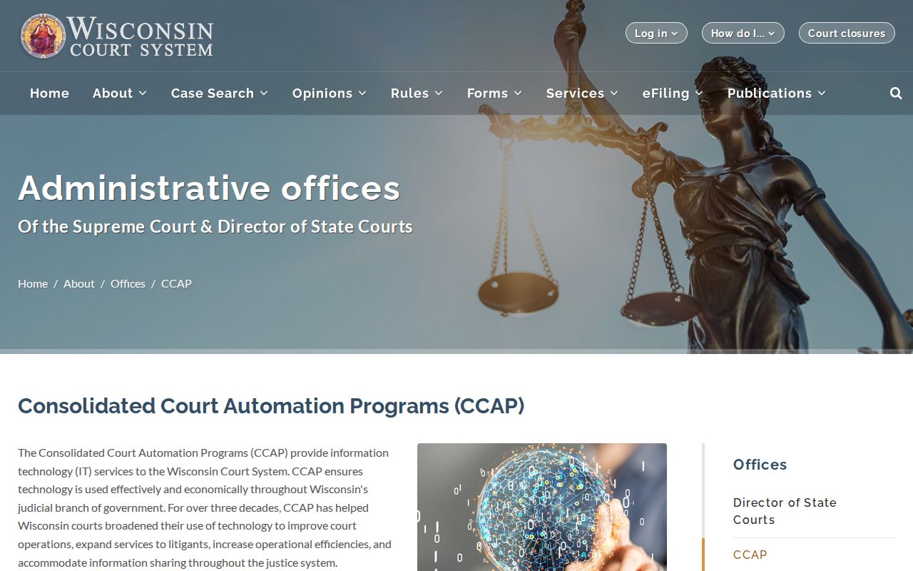 Walworth County court case records in the CCAP public access system
