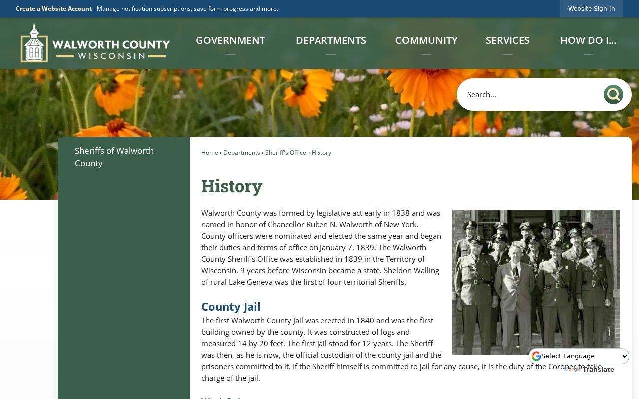 Walworth County criminal history sheriff and jail timeline