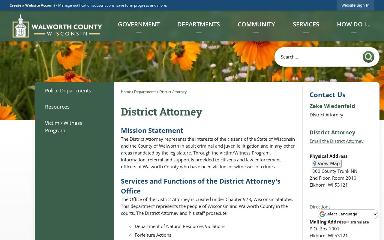 Walworth County criminal records District Attorney services